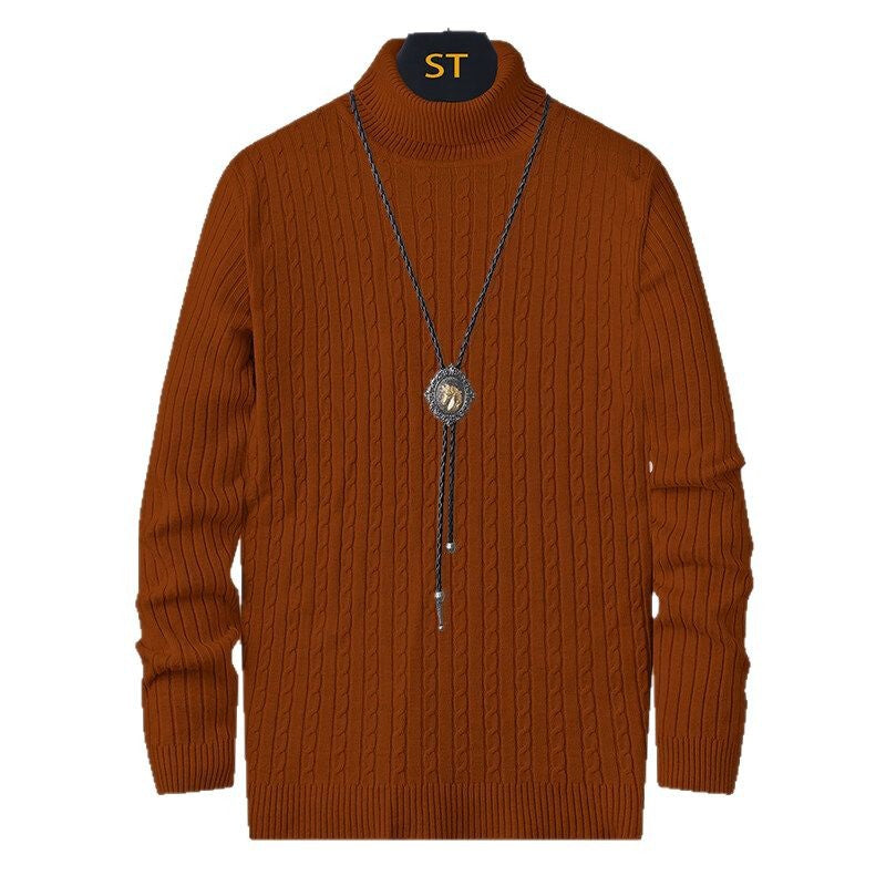 Herren Rollkragenpullover mit strukturiertem Zopfmuster EB