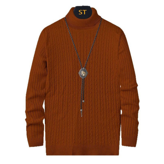 Herren Rollkragenpullover mit strukturiertem Zopfmuster EB