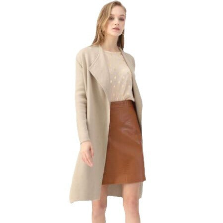 Damen elegante Strickmantel mit offenem Kragen und modischem Schnitt EB