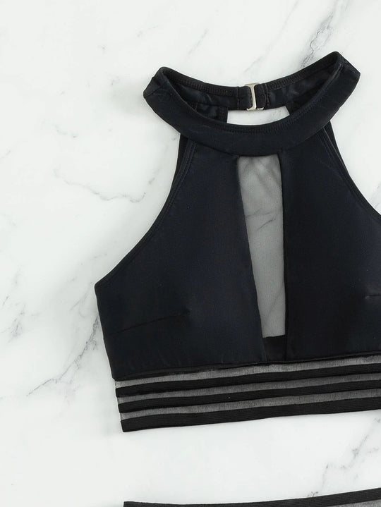 Damen Sportlicher Badeanzug mit Netzdetails EB