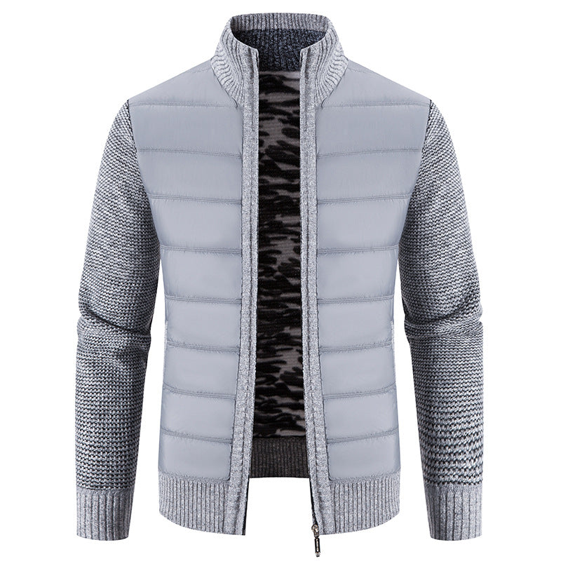 Herren nan Hybrid-Strick-Steppjacke mit wattierter Front, ergonomischen Strickärmeln und hohem Stehkragen EB