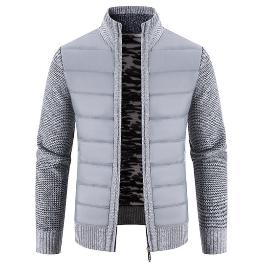 Herren nan Hybrid-Strick-Steppjacke mit wattierter Front, ergonomischen Strickärmeln und hohem Stehkragen EB