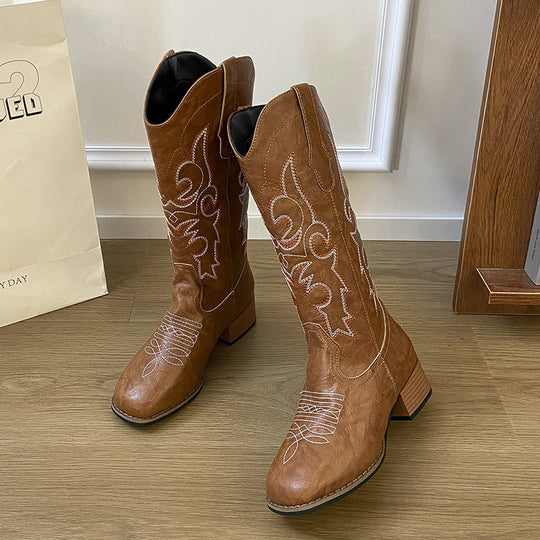 Damen Cowboystiefel im edlen Design mit detaillierter Stickerei EB