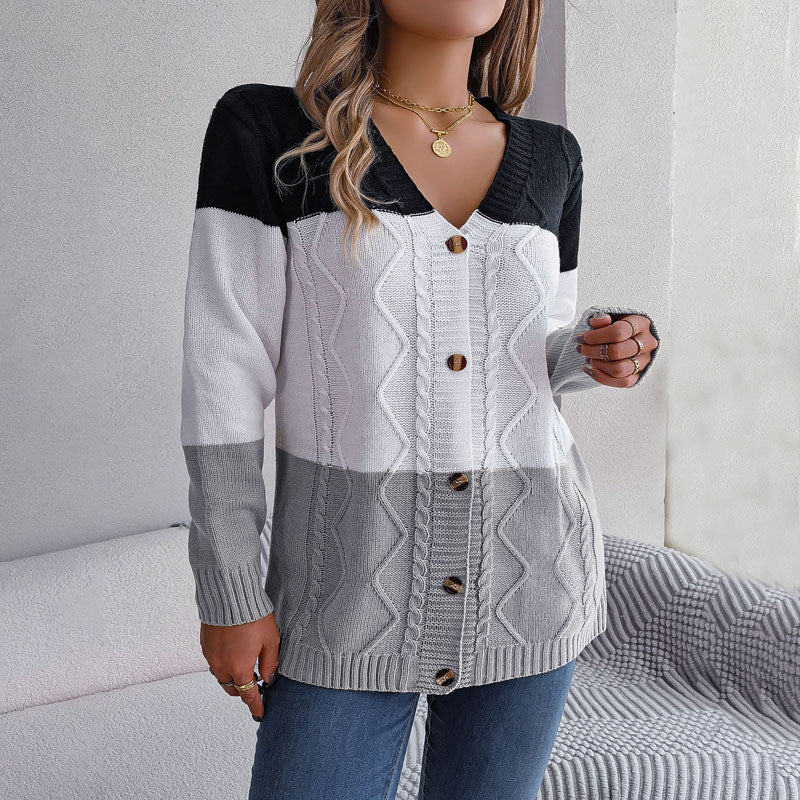 EB | Farbblock Strickjacke mit Modischem Stil