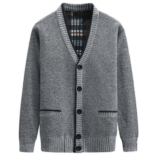Herren Strickjacke mit V-Ausschnitt und hochwertigen Details EB