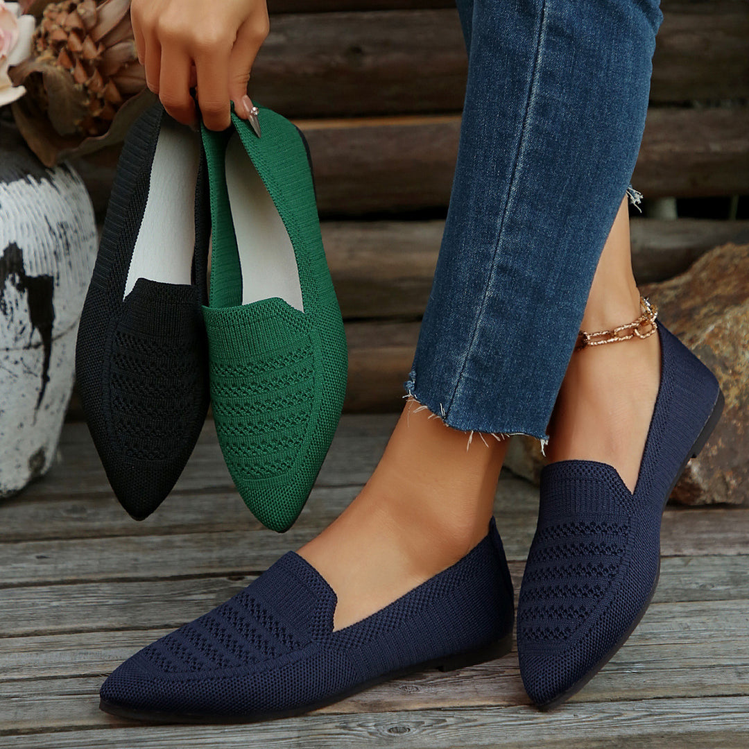 Damen Slipper mit atmungsaktivem Strickdesign EB