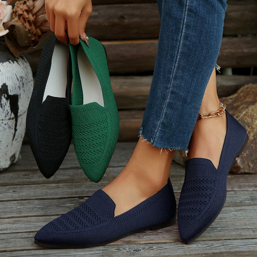 Damen Slipper mit atmungsaktivem Strickdesign EB
