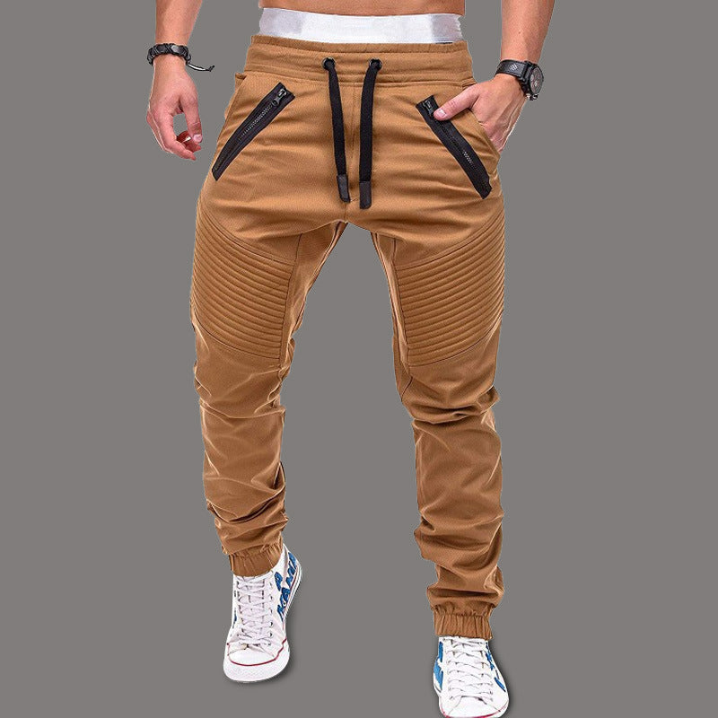 Herren modische Jogginghose mit elastischem Bund und seitlichen Reißverschlusstaschen EB