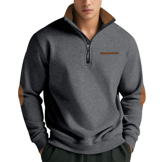 Herren Hochwertiges Sweatshirt mit Stehkragen und Reißverschluss EB