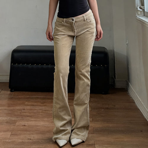 Damen nan Corduroy Schlaghose mit hoher Taille, figurformenden Nähten und weitem Bootcut EB