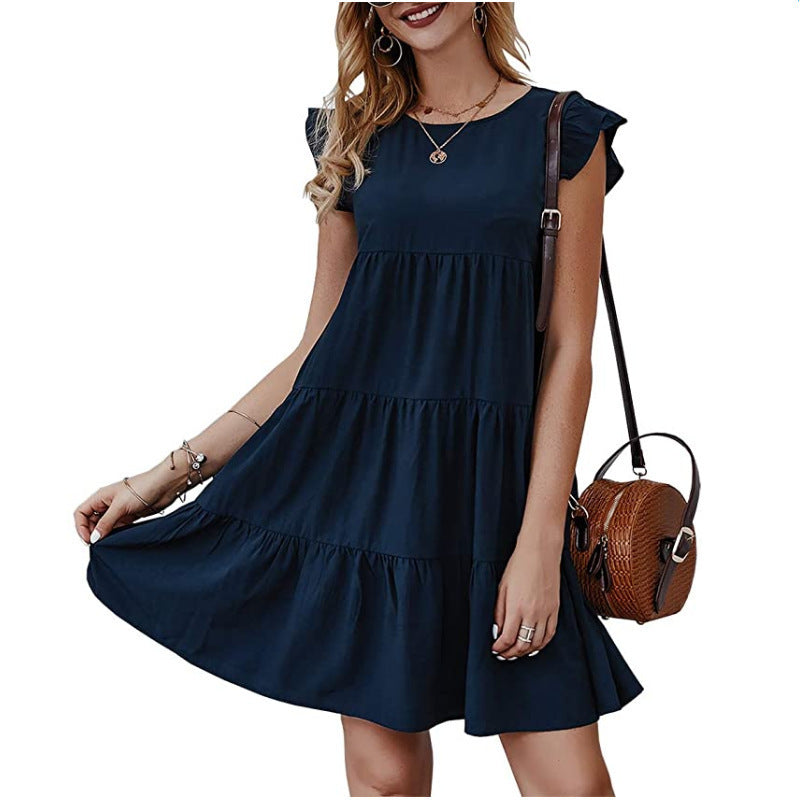 Damen Sommerkleid mit Rüschendetails und lässigem Schnitt EB