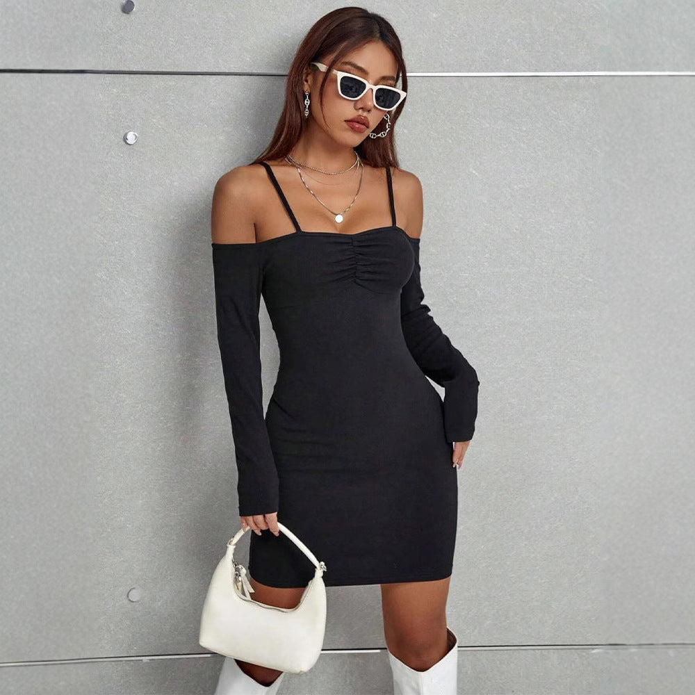 Damen elegantes Bodycon-Kleid mit Cut-Out-Details und langen Ärmeln EB