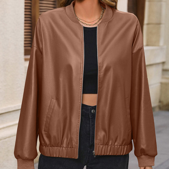 Damen Sportliche Bomberjacke mit elastischen Bündchen und Taschen EB