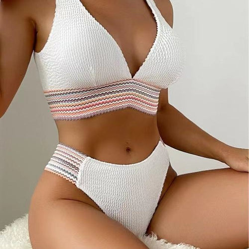 Damen Bikini-Set mit modernem V-Ausschnitt und strukturiertem Material EB