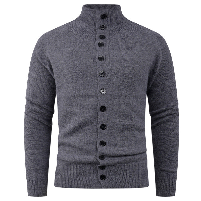 Herren Strickjacke mit modernem Stehkragen und Knopfverschluss EB
