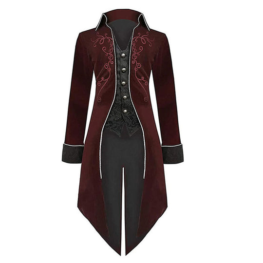 Damen nan viktorianischer Frackmantel mit tailliertem Schnitt, Zierstickerei und asymmetrischer Schleppe Eb