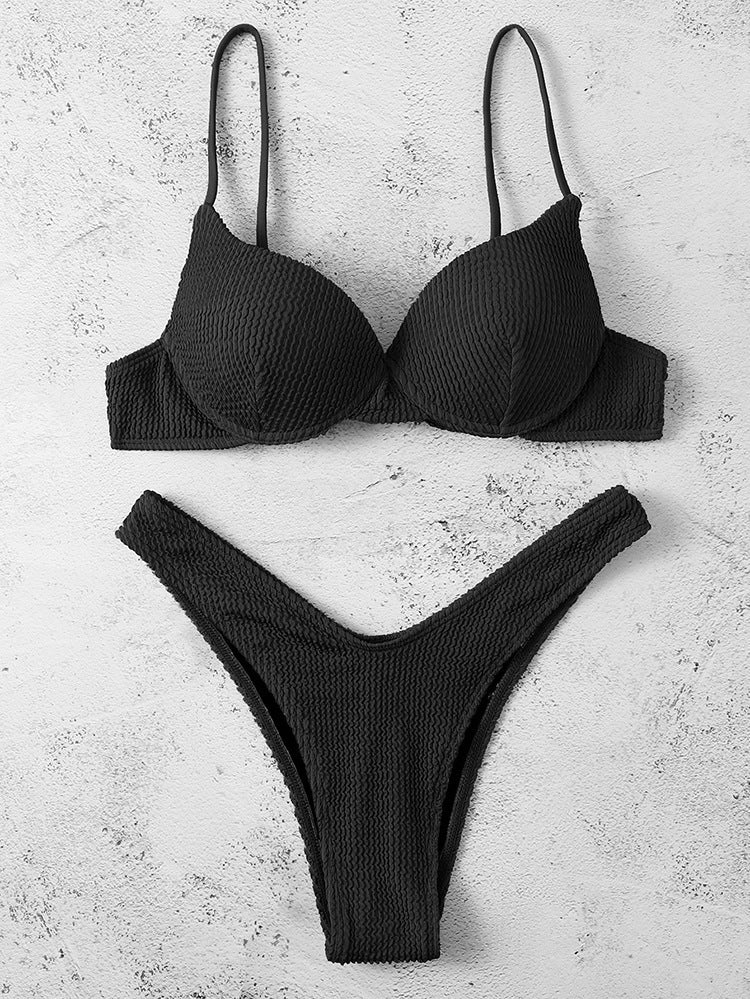 Damen Push-Up-Bikini mit strukturierter Textur EB
