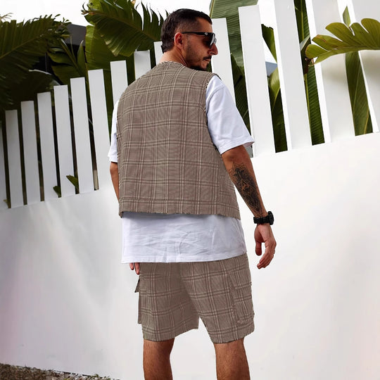 Herren stylischer Utility-Weste mit mehreren Taschen EB