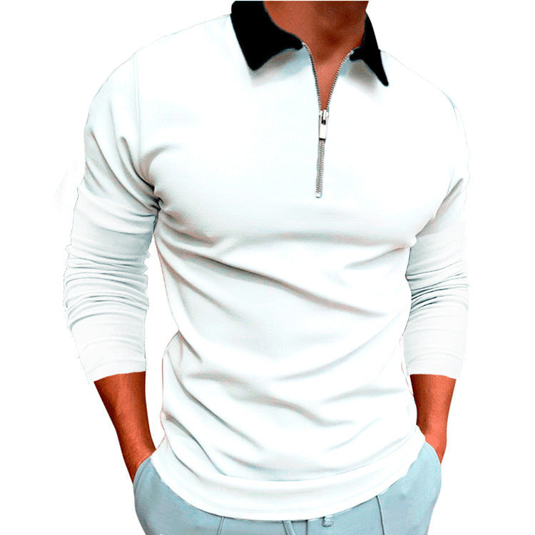 Herren sportlicher Pullover mit 1/4 Reißverschluss und kontrastierendem Kragen EB