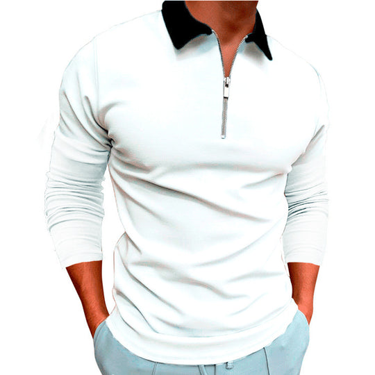 Herren sportlicher Pullover mit 1/4 Reißverschluss und kontrastierendem Kragen EB