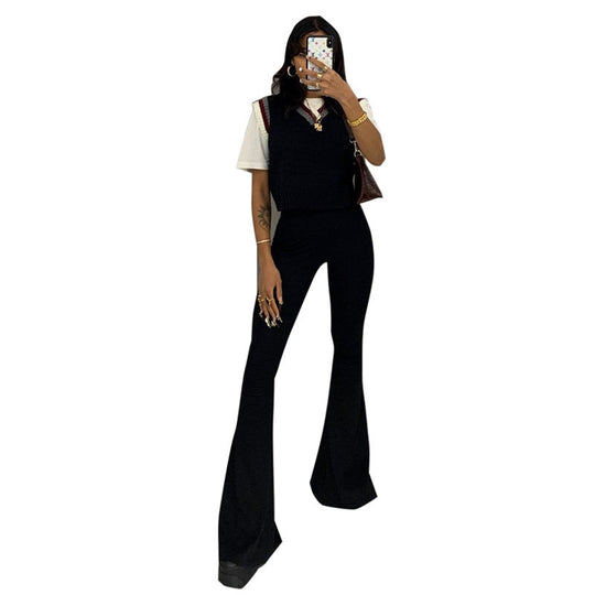 Damen Flared Leggings mit hohem Bund und komfortablem Stretch-Stoff EB