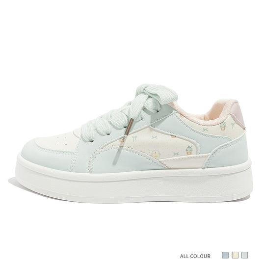 Damen Sneakers mit floralem Allover-Druck und bequemer Sohle EB