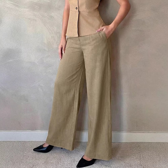 Damen Elegante Palazzo-Hose mit hohem Bund und schickem Schnitt EB