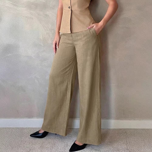 Damen Elegante Palazzo-Hose mit hohem Bund und schickem Schnitt EB
