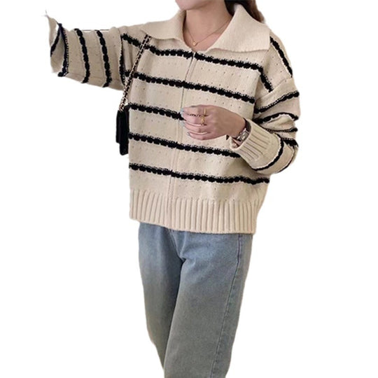 Damen gestreifter Strickpullover EB