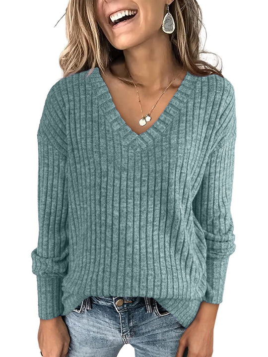 Damen eleganter V-Ausschnitt Pullover EB
