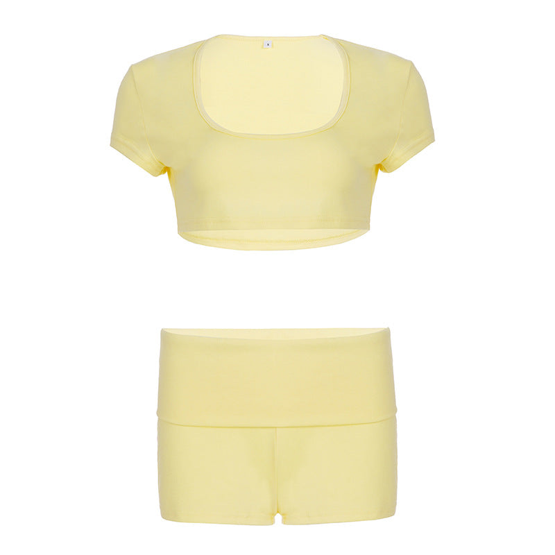 Damen Crop-Top und Shorts Set EB