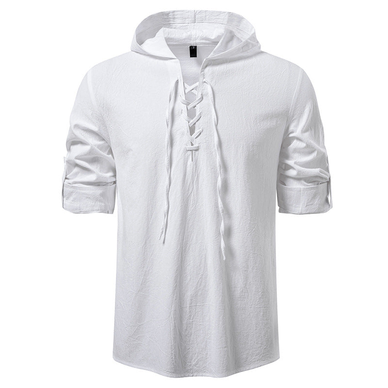 Herren lässiges Kapuzenshirt mit modernes Schnürdesign EB