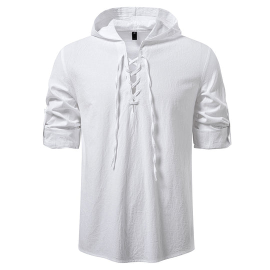 Herren lässiges Kapuzenshirt mit modernes Schnürdesign EB