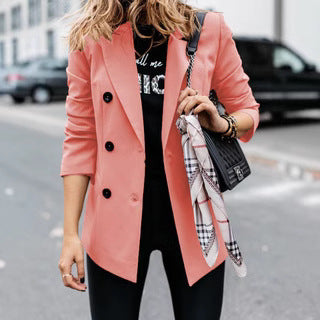 Damen Modischer Doppelreiher-Blazer mit schmaler Silhouette und praktischen Taschen EB