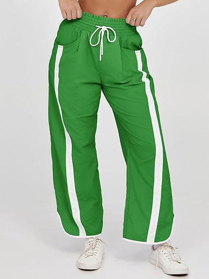 Damen nan relaxte Trackpants mit seitlichem Kontraststreifen, elastischem Smokbund und Eingrifftaschen EB