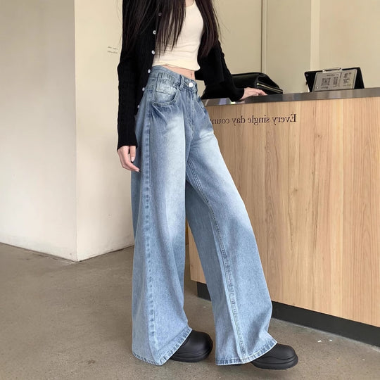 Damen weite Denim-Jeans im modischen Schnitt mit hohen Taschen EB