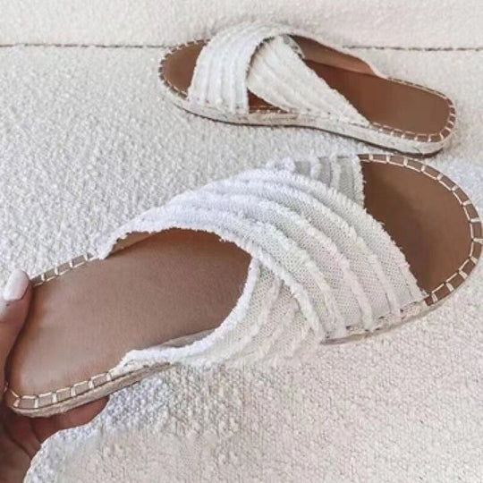 Damen Freizeitsandalen aus hochwertigem, atmungsaktivem Material mit elegantem Textilüberzug EB