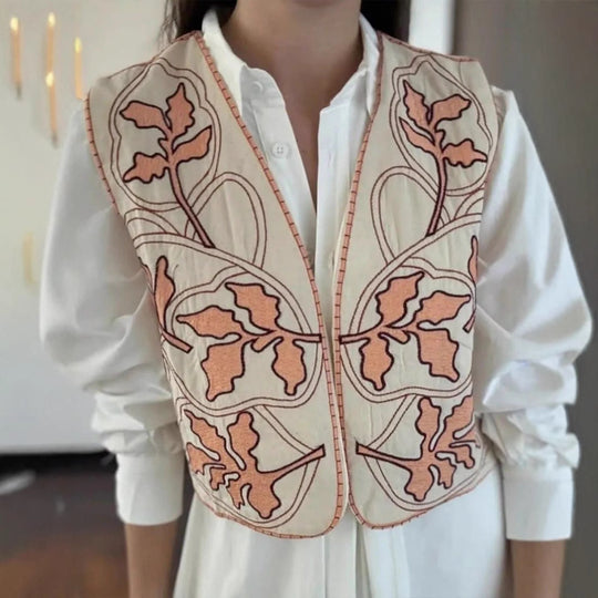 Damen dekorative Weste mit floralem Stickdesign EB