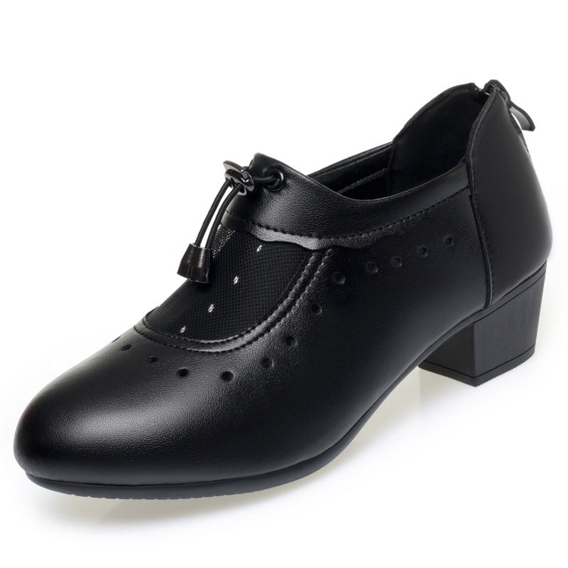 Damen Elegante Mary Jane Schuhe mit durchsichtiger Mesh-Spitze und komfortablem Blockabsatz EB