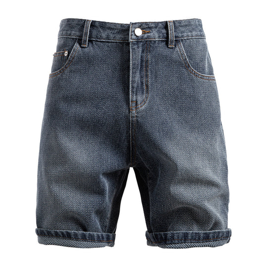 Herren nan Jeansshorts mit Umschlag, mittelhoher Bund und klassischer Taschenaufteilung EB