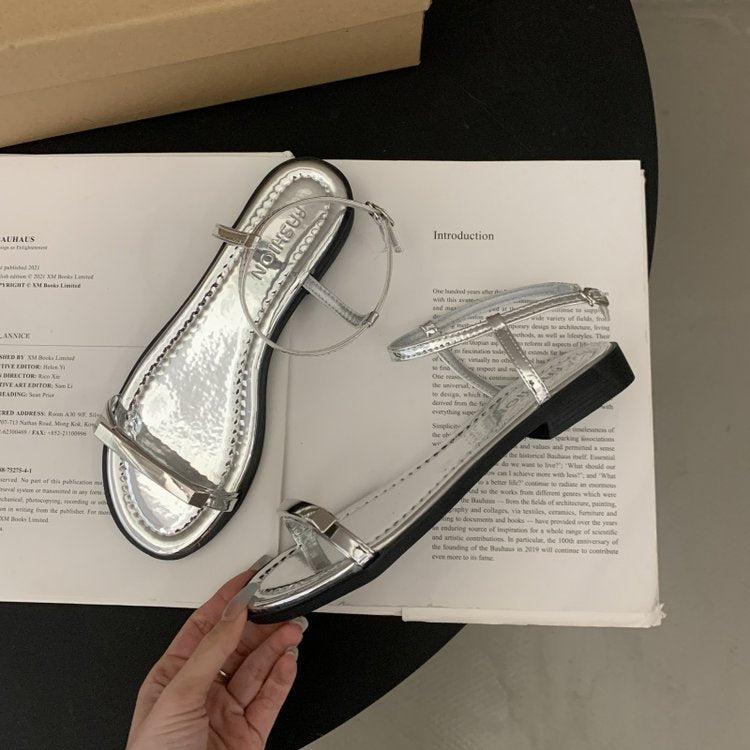 Damen elegante Riemchen-Sandalen mit modischem Glitzerakzent EB
