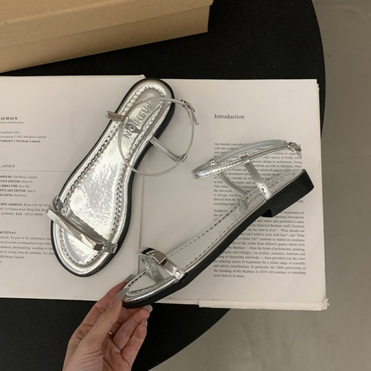 Damen elegante Riemchen-Sandalen mit modischem Glitzerakzent EB