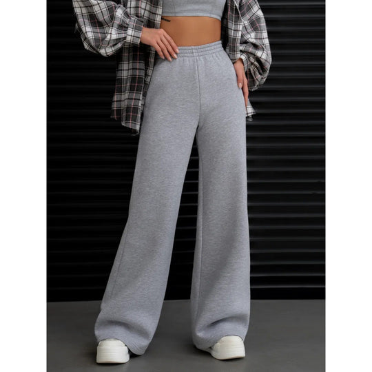 Damen nan fließende Palazzo-Loungehose mit extra weitem Bein elastischem Komfortbund und dezenten Eingrifftaschen EB