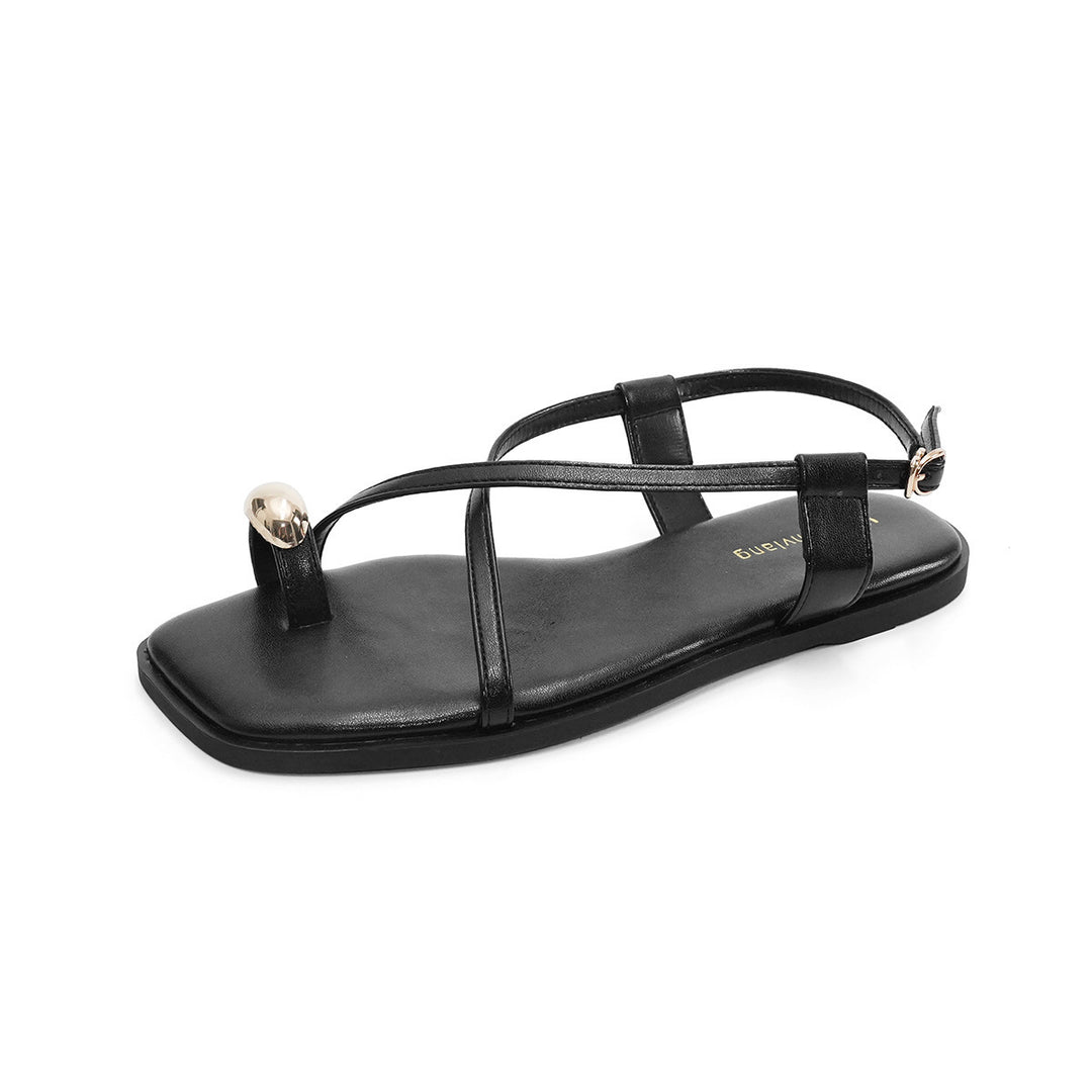 Damen Elegante Sandalen mit modischen Riemen und funkelndem Akzent EB