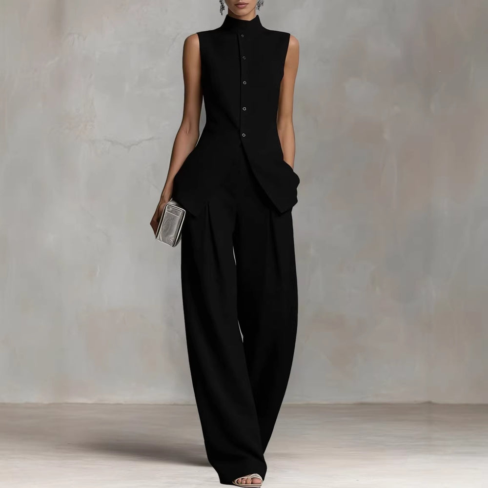 Damen Eleganter suit mit hochgeschlossenem Kragen und weitem Bein EB