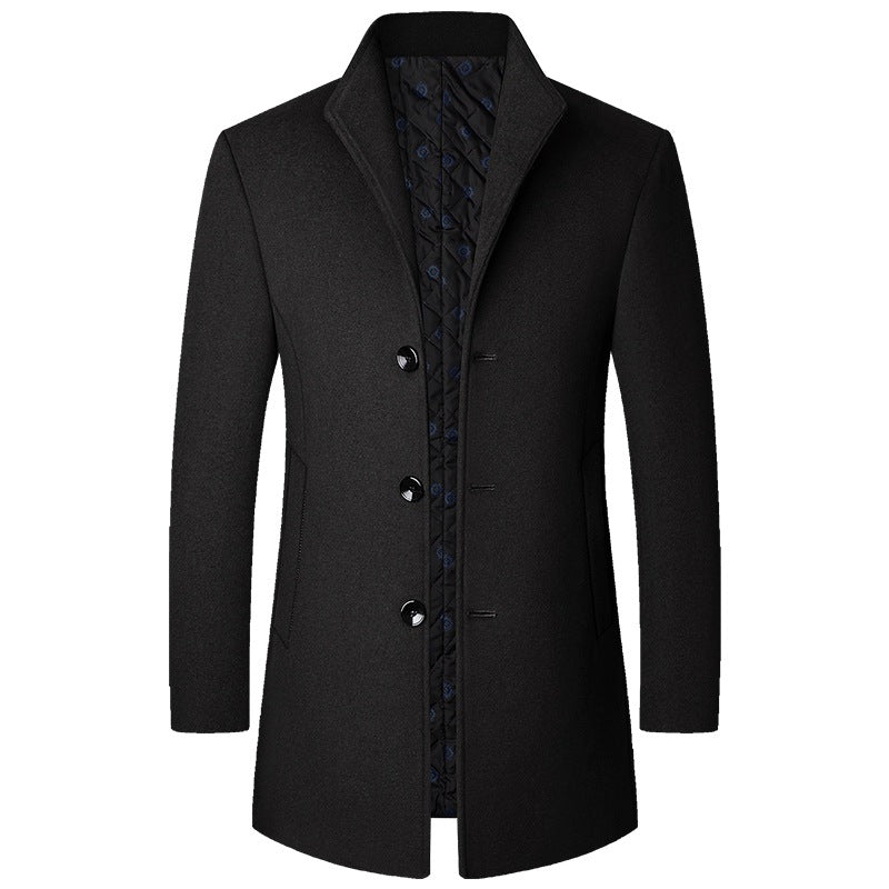 Herren Eleganter Kurzmantel aus Wollmischung mit gesteppter Innenlage und schlankem Stehkragen EB