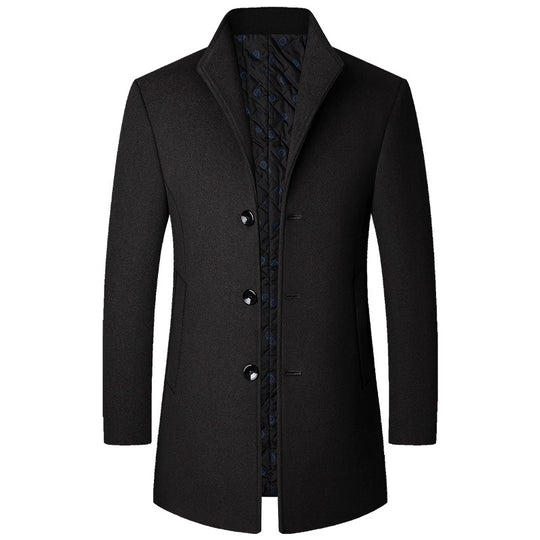 Herren Eleganter Kurzmantel aus Wollmischung mit gesteppter Innenlage und schlankem Stehkragen EB