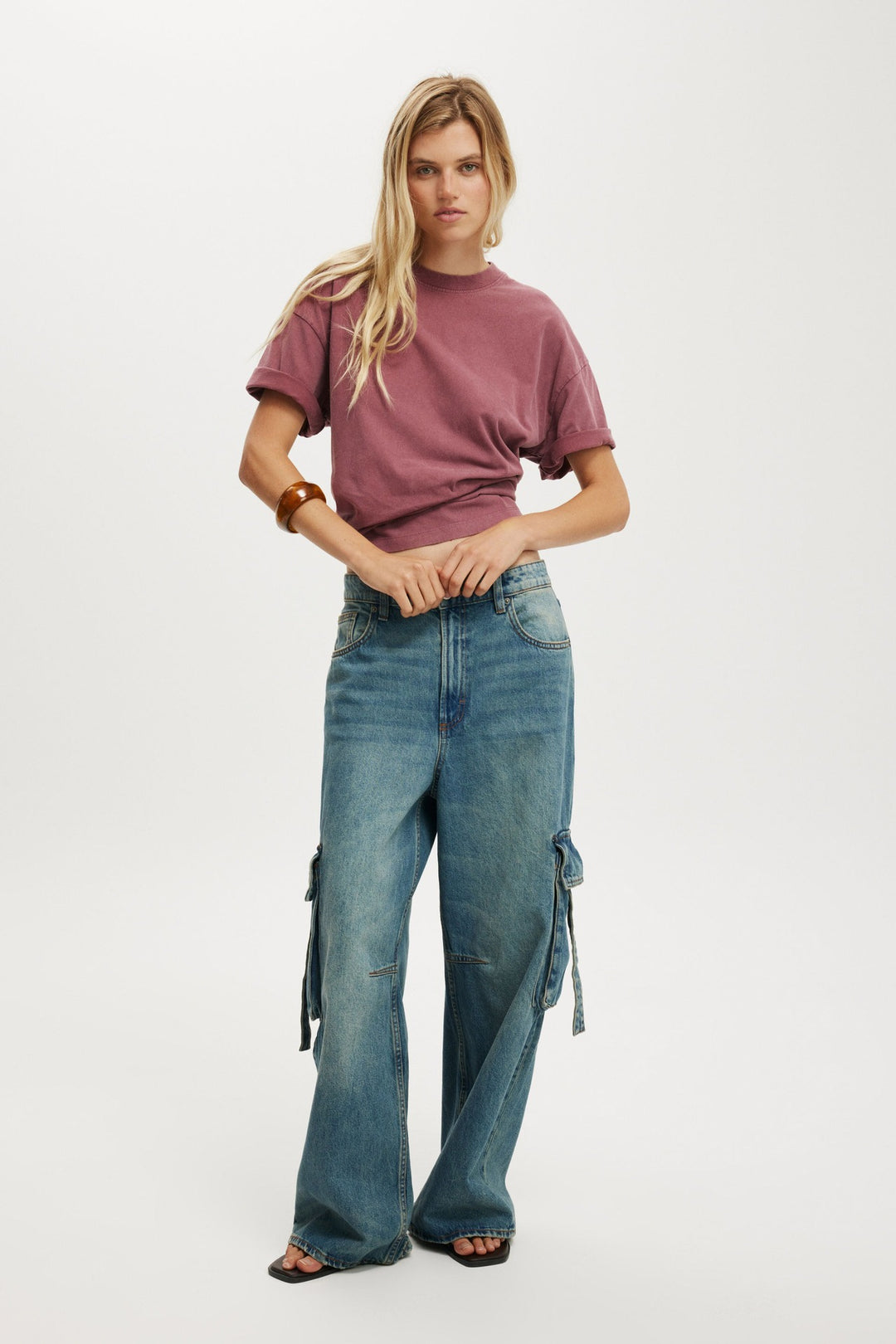 Damen lässige Cargo-Jeans im weiten Schnitt mit praktischen Taschen EB