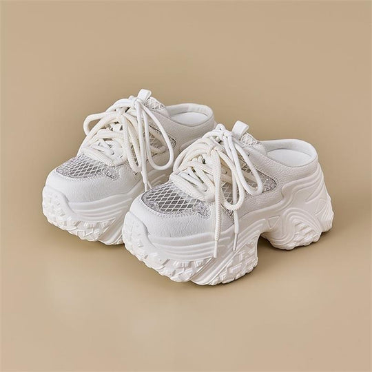 Damen Sportliche Sneakers mit hohem Plateau und atmungsaktiver Netzstruktur EB