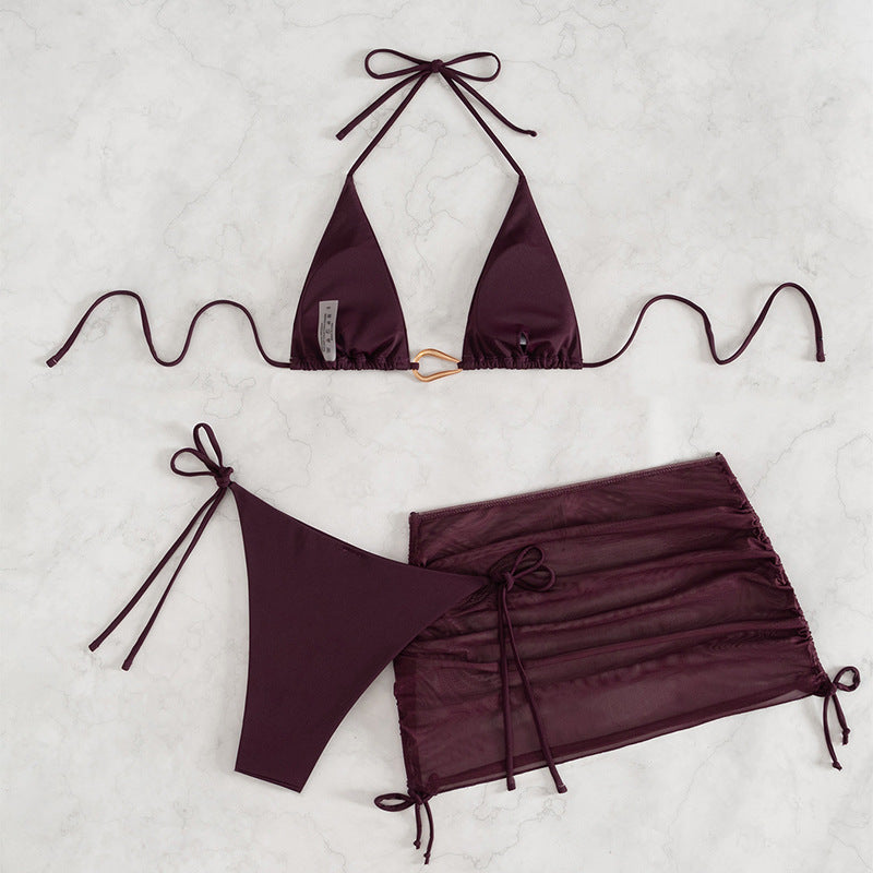 Damen Bikini-Set mit Triangle-Oberteil und verstellbarem Rock EB